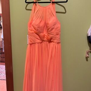 Bridesmaid Coral Halter Maxi Dress